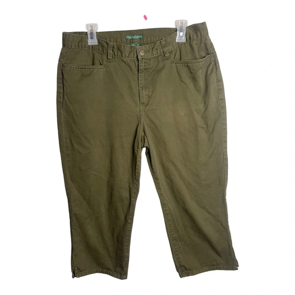 Lauren Jeans Co Green Crop Plus Size 12 - Picture 1 of 8